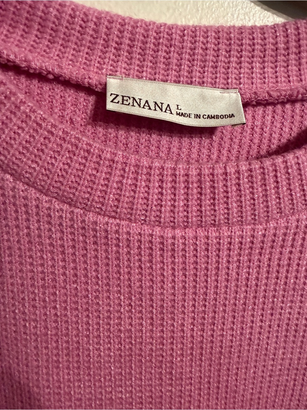 Zenana Outfitters Pink Short Sleeve Waffle Knit Top - Picture 4 of 8